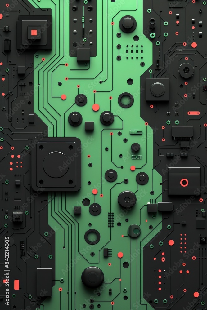 Fototapeta premium Circuit board pattern with electronic components