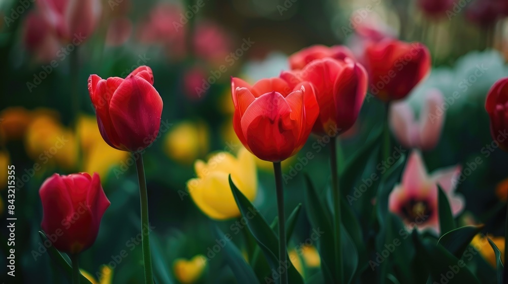 Obraz premium Tulips Blooming in the Garden