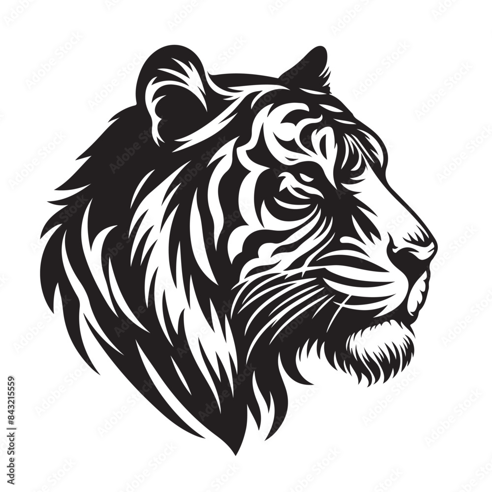 Fototapeta premium Tiger head vector silhouette art illustration