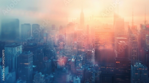 Wallpaper Mural Abstract blurred image of buildings in the city, banner background, created by ai Torontodigital.ca