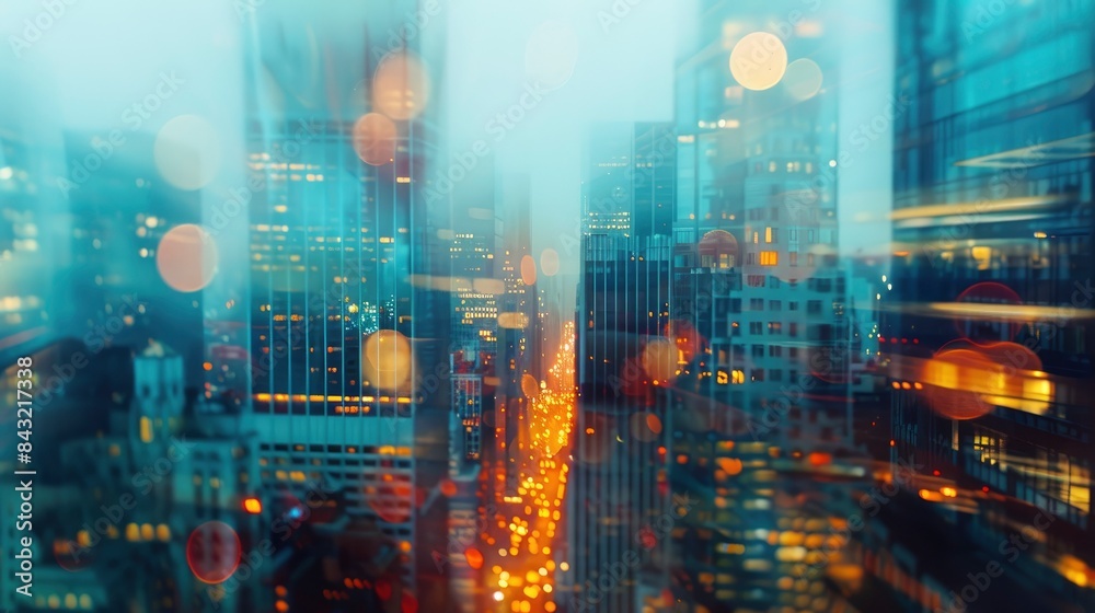 Abstract blurred image of buildings in the city, banner background, created by ai Abstract blurred image of buildings in the city, banner background, created by ai
