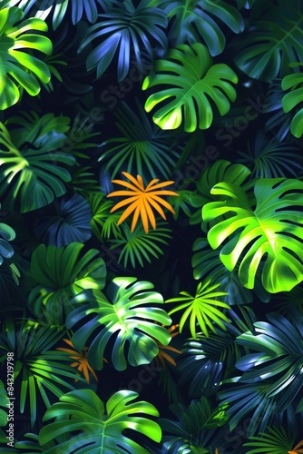 Wallpaper Mural  Tropical leaves in lush green hues Torontodigital.ca