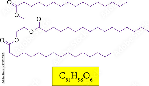 Skeletal formula of tripalmitin. Vector illustration
