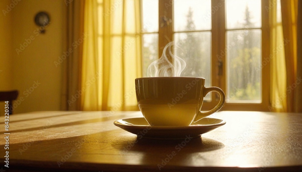 上記の上がるホットコーヒーの入ったコーヒーカップのある部屋 上記の上がるホットコーヒーの入ったコーヒーカップのある部屋