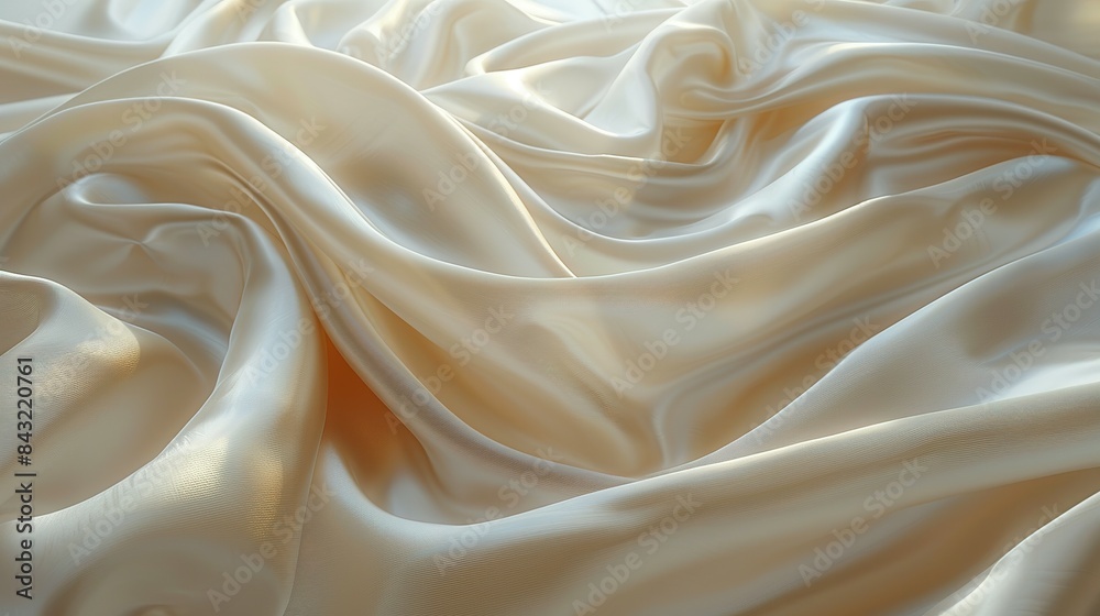 Fototapeta premium Ethereal Charm: Ivory Silk Bedding and Bridal Couture