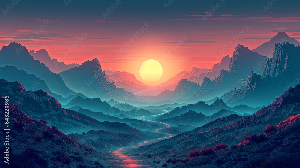 travel themed vector background adventurous shades of expedition green and exploration blue. vector illustration of an adventurous landscape with towering mountains and winding trails travel themed vector background adventurous shades of expedition green and exploration blue. vector illustration of an adventurous landscape with towering mountains and winding trails