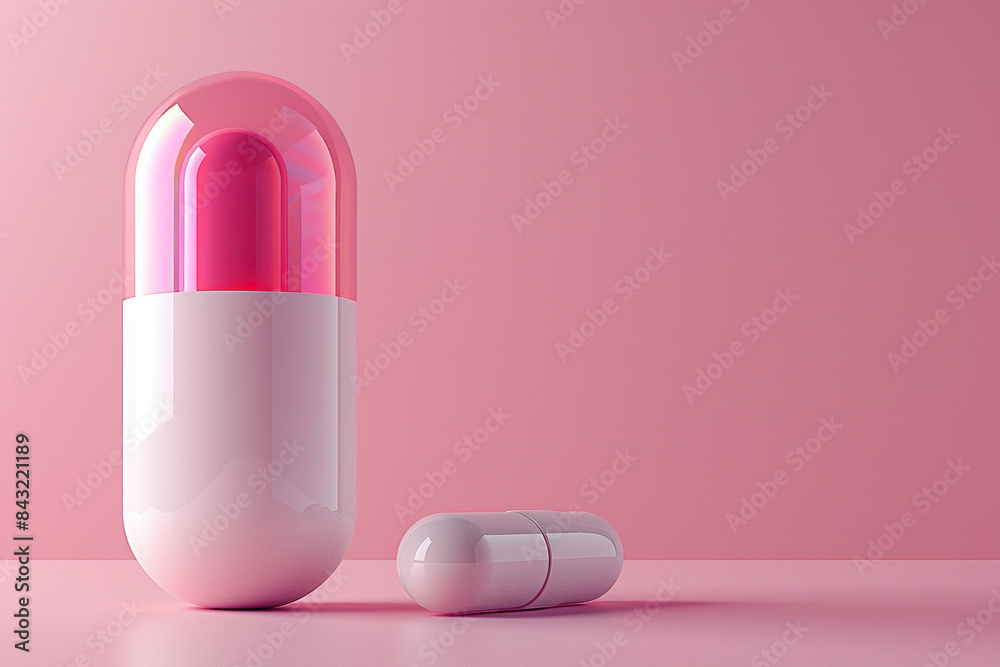 Close-Up of a Pill Capsule Glowing in a Dark Environment Symbolizing Pharmaceutical Innovation and Healthcare Close-Up of a Pill Capsule Glowing in a Dark Environment Symbolizing Pharmaceutical Innovation and Healthcare