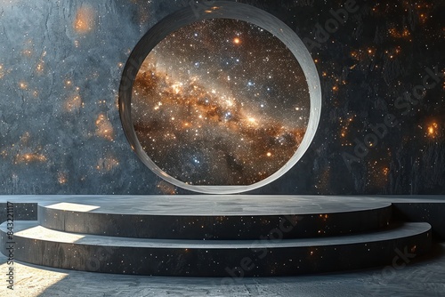 Unexplored Depths Black Podium with Interstellar CutOut Design photo