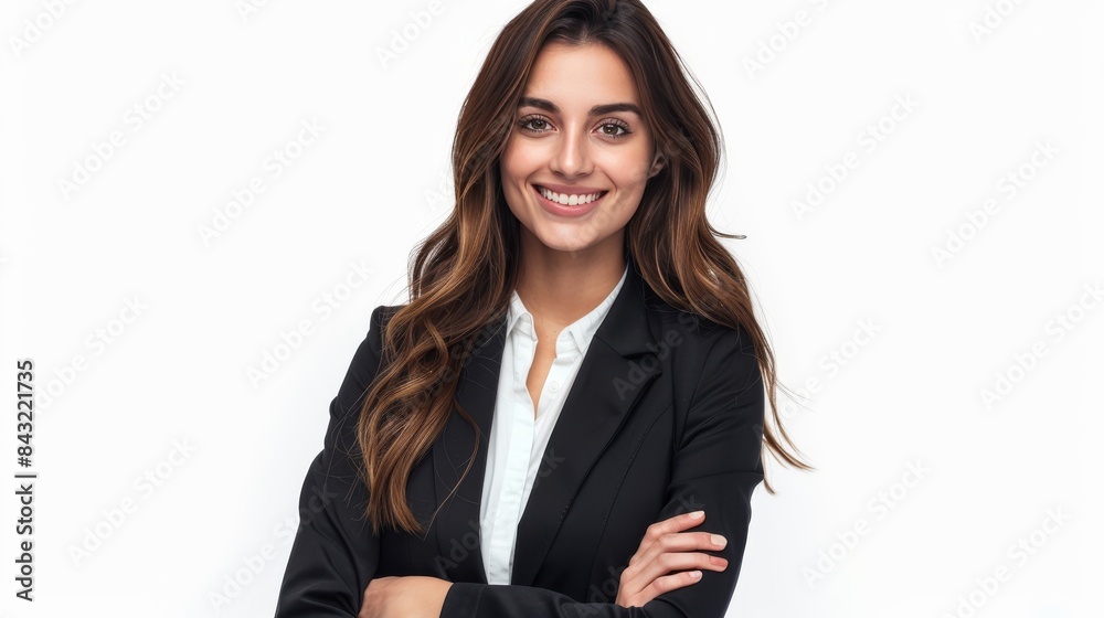 Isolated portrait of smiling business woman with crossed arms. Isolated portrait of smiling business woman with crossed arms.