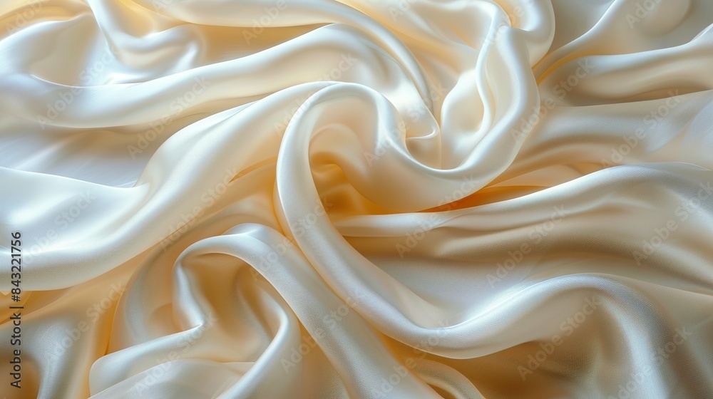 Fototapeta premium Ivory Silk Elegance: Bedding, Drapery, and Bridal Fashion