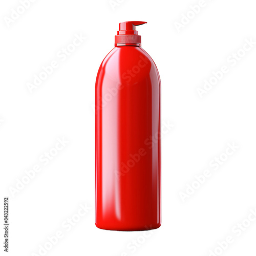 red shampoo bottle isolated on white