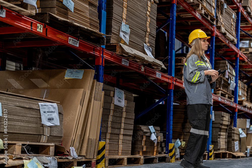 man worker walking and checking stock items for shipping. male inspecting the store factory. Logistics employees holding folders at on site warehouse area for shipping transportation. man worker walking and checking stock items for shipping. male inspecting the store factory. Logistics employees holding folders at on site warehouse area for shipping transportation.