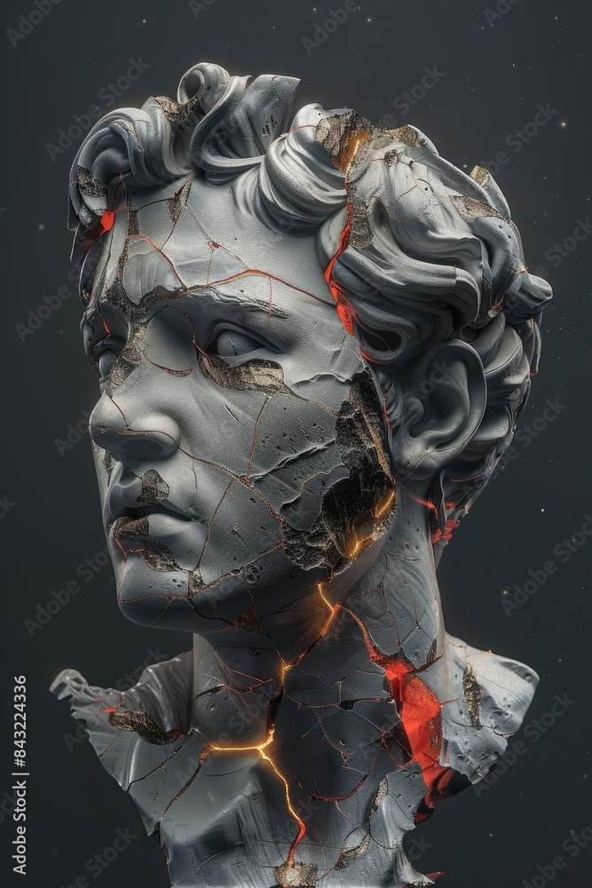 Fototapeta premium Creative greatest ancient Greek god of Olympus , embodying the timeless allure of classical mythology against a stunning backdrop, evoking the grandeur of the Titans in a mesmerizing wallpaper