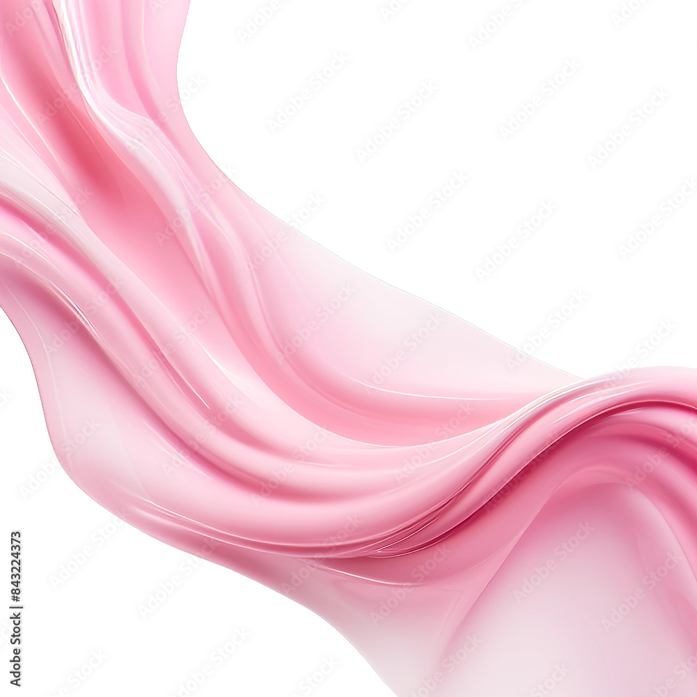 a smooth drop splash of pink flavoured milk with less droplets on an isolated white background a smooth drop splash of pink flavoured milk with less droplets on an isolated white background