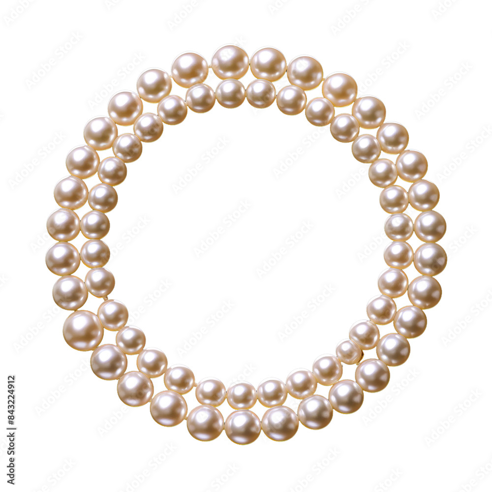 Obraz premium simple, plain, ring of pearls spaced out from each other, in a circle, on isolated white background