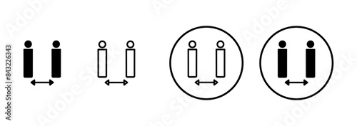 Social distancing icon vector isolated on white background. Keep distance sign. Coronavirus. Social Distancing and Self Quarantine.