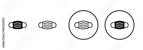 Mask icon vector isolated on white background. Man face with mask icon. Safety breathing masks. Industrial safety N95 mask. Medical mask vector icon.