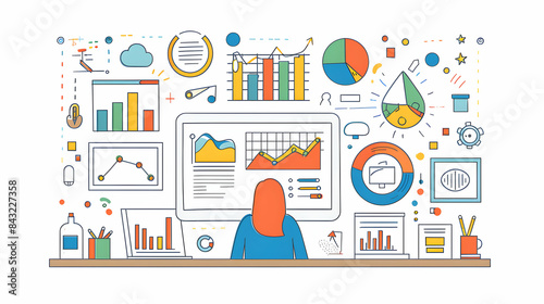 3D Flat Icon Project Management Illustration with Customizable Text: Ideal for Presenting Project Plans and Strategies in Doodle Line Cartoon Style
