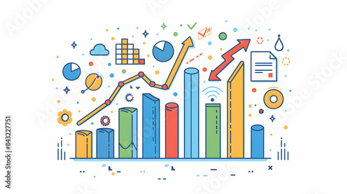 A visually appealing successful illustration with copy space designed to enhance business reports and presentations with clear visual representations of management in doodle line c