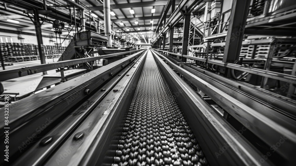 Fototapeta premium Conveyor Belt in an industrial setting