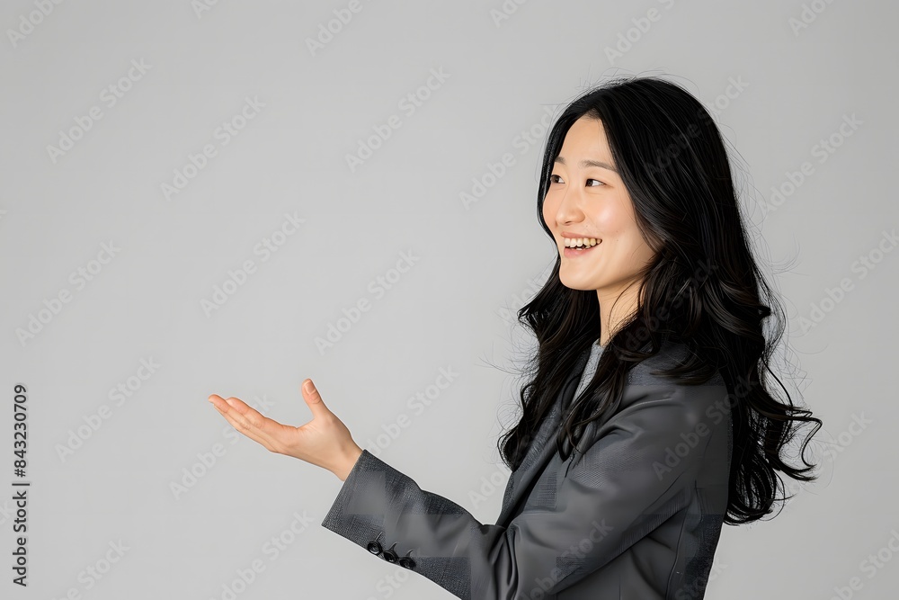 young japanese businesswoman showing something with a smile
young japanese businesswoman showing something with a smile