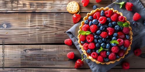 Homemade fruit tart with berries
