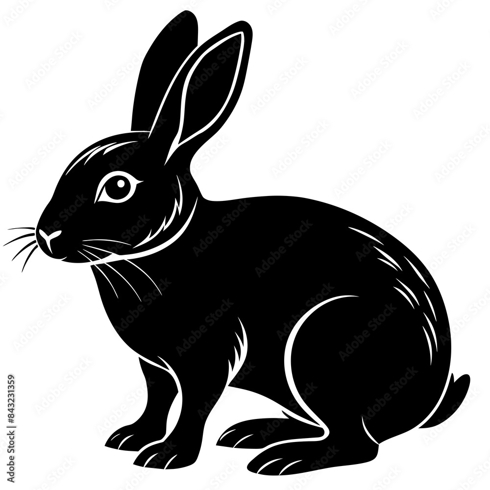 Fototapeta premium black and white rabbit