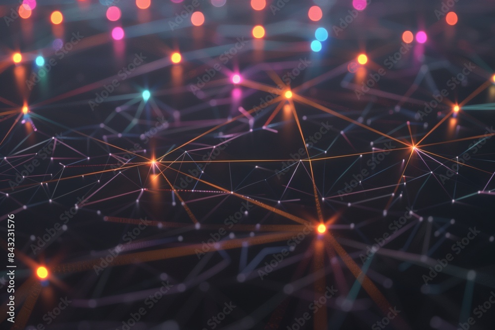 Obraz premium Abstract 3D Background - Illuminated Digital Network