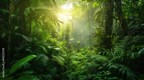 Serene greenery within the tropical rainforest