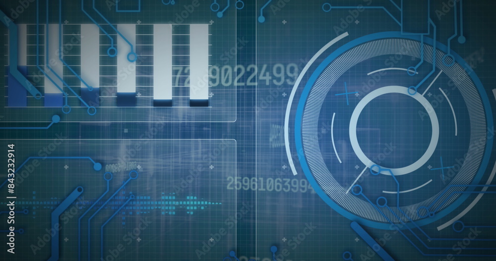 Obraz premium Image of data processing, scope scanning and computer circuit board