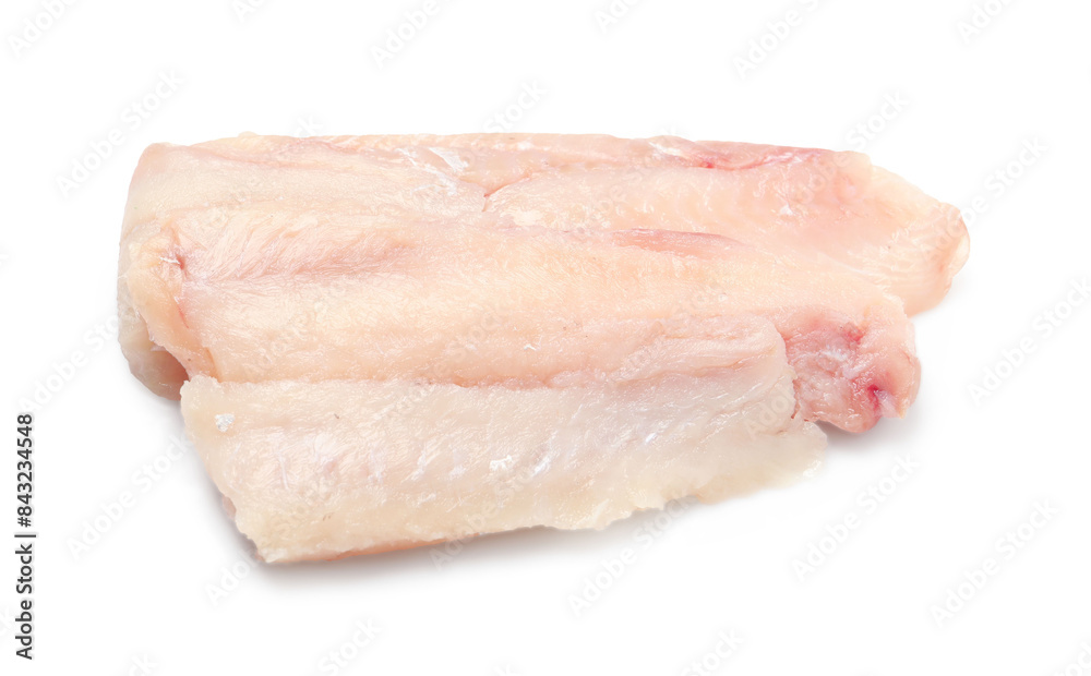 Pieces of raw cod fish isolated on white Pieces of raw cod fish isolated on white