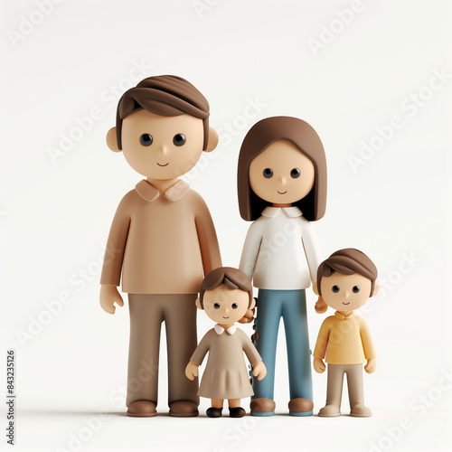Ilustração 3d de uma bela familia 
