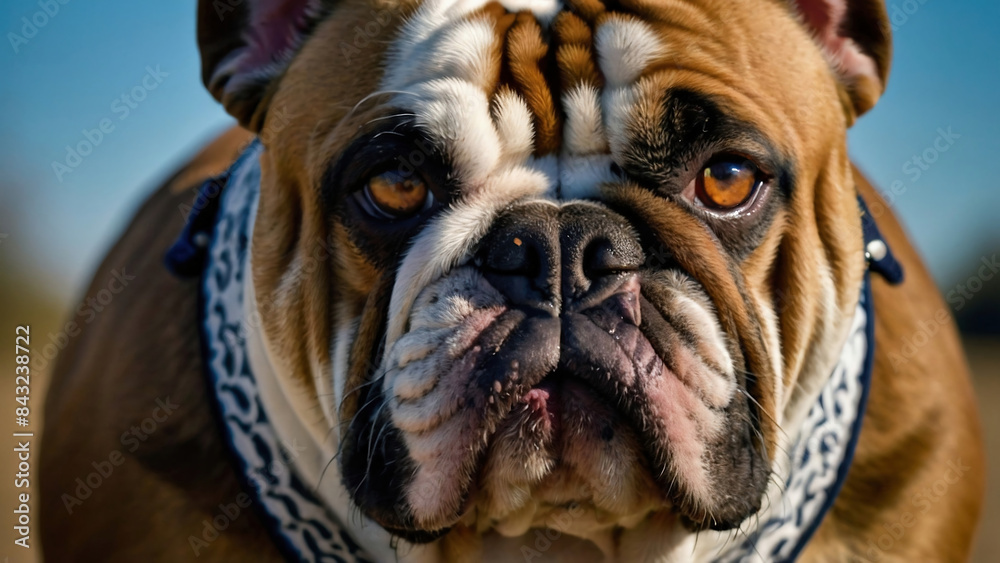 Obraz premium Bulldog, bully, muscular, wrinkled, stubborn, loyal, dominant, puppy, canine, pet,