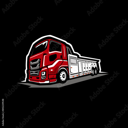 red truck towing vector isolated on white