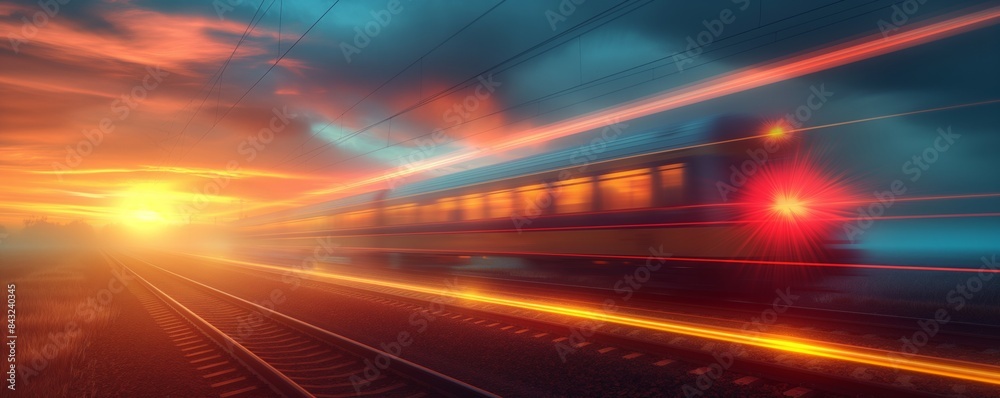 Blurred motion of train at sunset Blurred motion of train at sunset