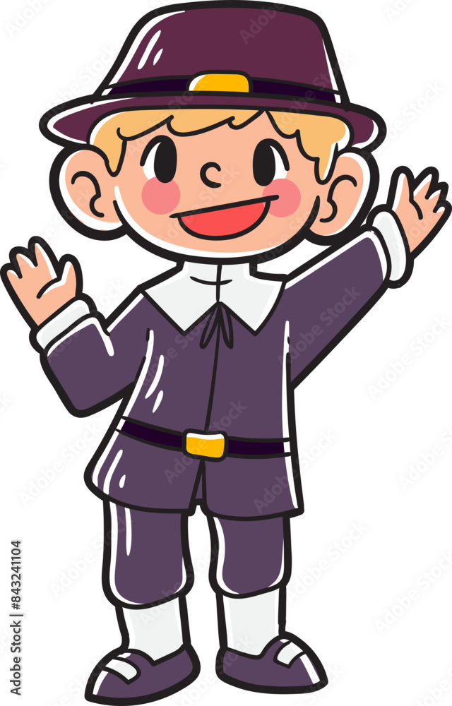 Kids character celebrating thanksgiving party Kids character celebrating thanksgiving party