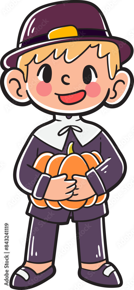 Kids character celebrating thanksgiving party Kids character celebrating thanksgiving party