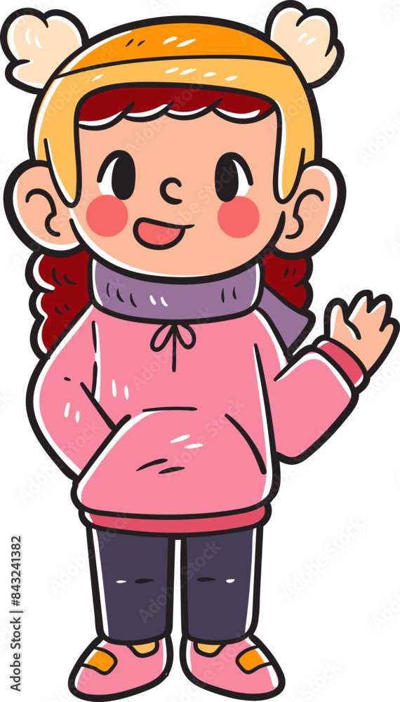 Kids character wearing a winter costume Kids character wearing a winter costume