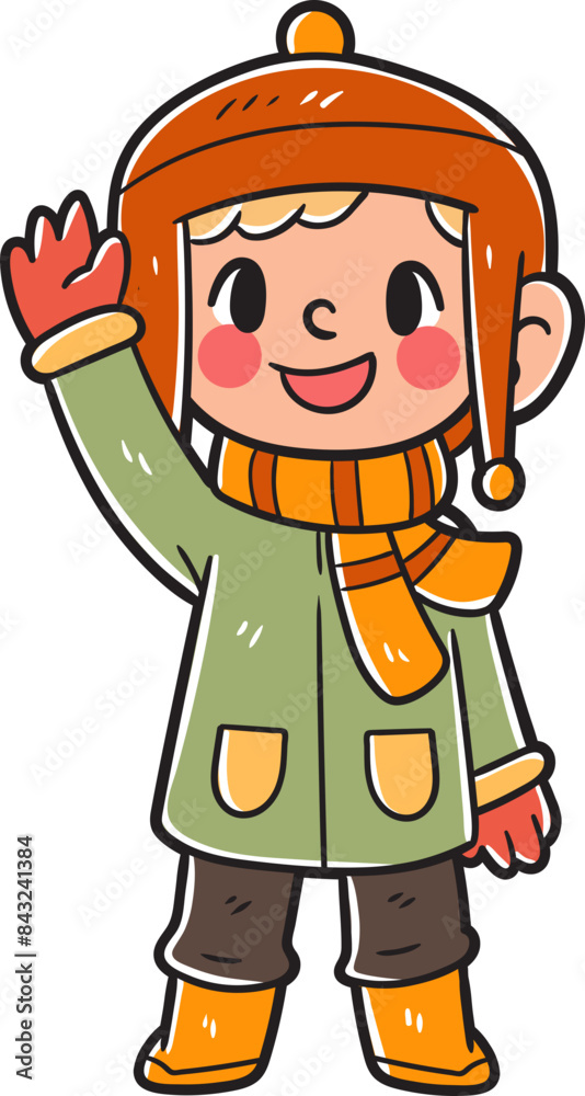 Kids character wearing a winter costume