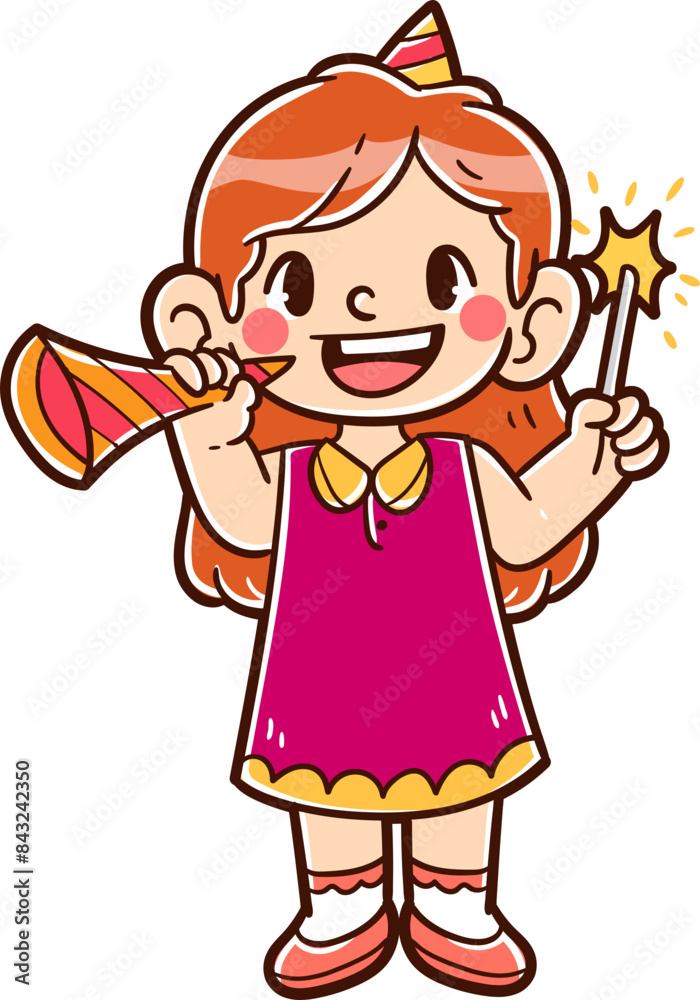 Kids character celebrating a new year party Kids character celebrating a new year party