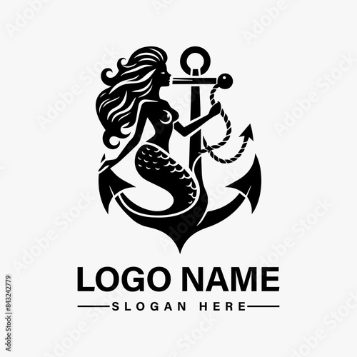 Mermaid Anchor Vector logo