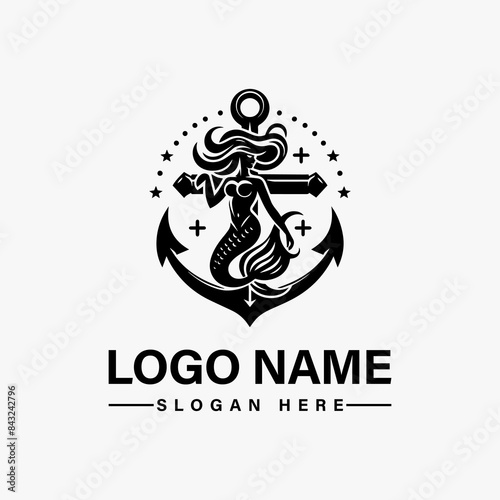 Mermaid Anchor Vector logo