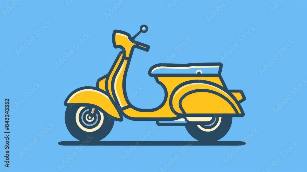 Happy Yellow Scooter Cartoon Illustration For Design Happy Yellow Scooter Cartoon Illustration For Design