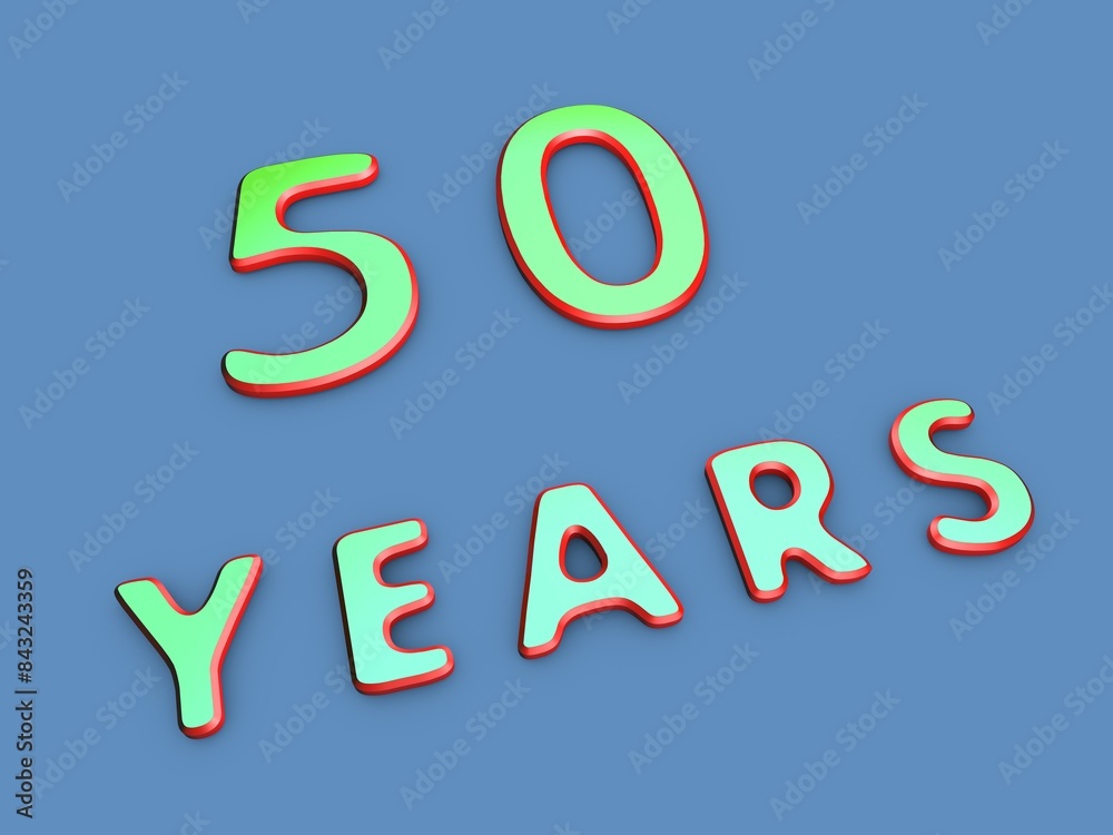 Volumetric fifty of years on a single-color background. Birthday or significant date. To create a greeting card or other. Rendering illustration. Volumetric fifty of years on a single-color background. Birthday or significant date. To create a greeting card or other. Rendering illustration.