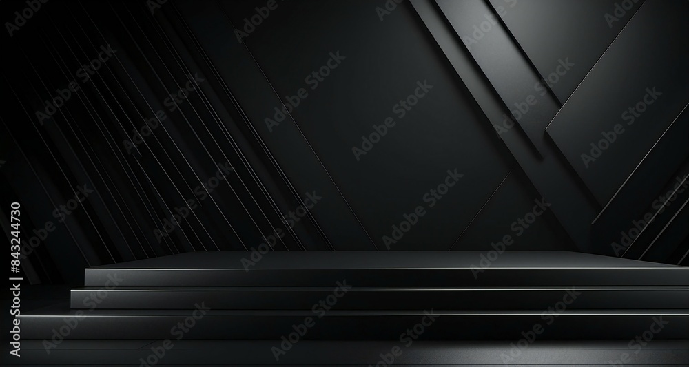 Sleek black backdrop adorned with shapes. Abstract background. High Resolution. Sleek black backdrop adorned with shapes. Abstract background. High Resolution.