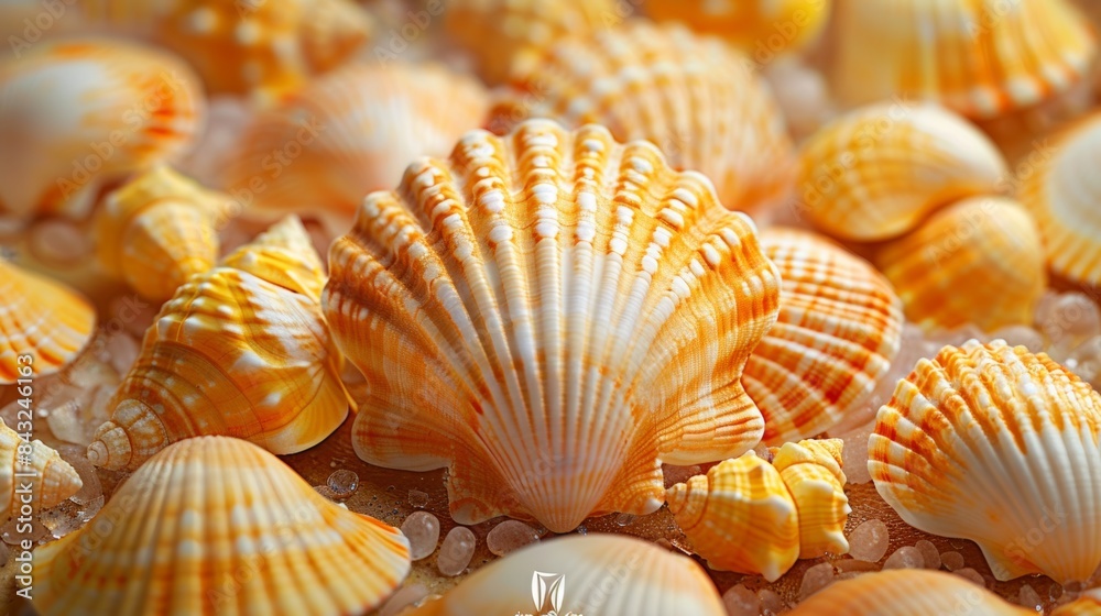 Scattered background of many yellow shells. Scattered background of many yellow shells.