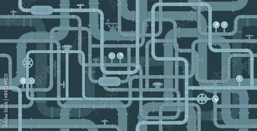 Background water pipes seamlessly transport valves of various sizes.
