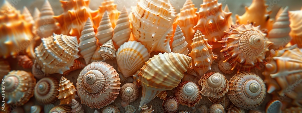 Scattered background of many orange shells. Scattered background of many orange shells.
