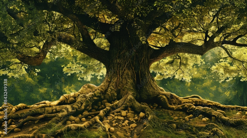Oak tree roots for nature or sustainability designs Oak tree roots for nature or sustainability designs