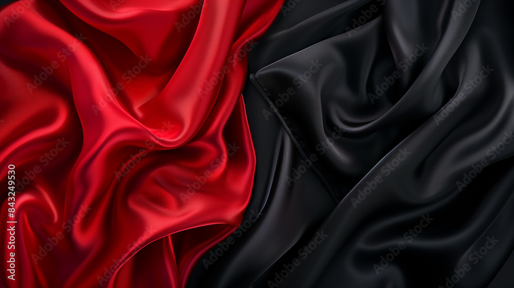 Obraz premium abstract background black and red silk cloth relaxing wallpaper, business background 